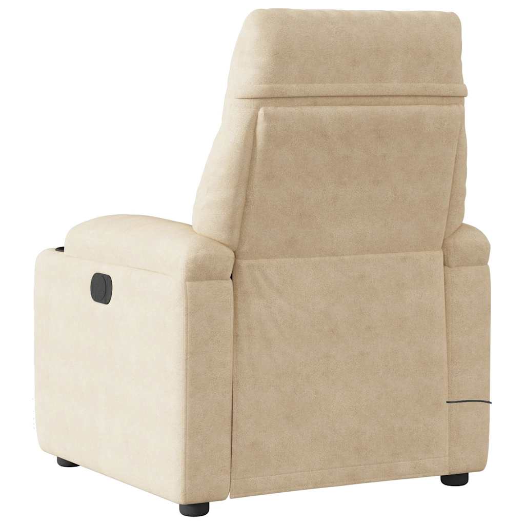 Poltrona de massagens reclinável elétrica microfibra cor creme