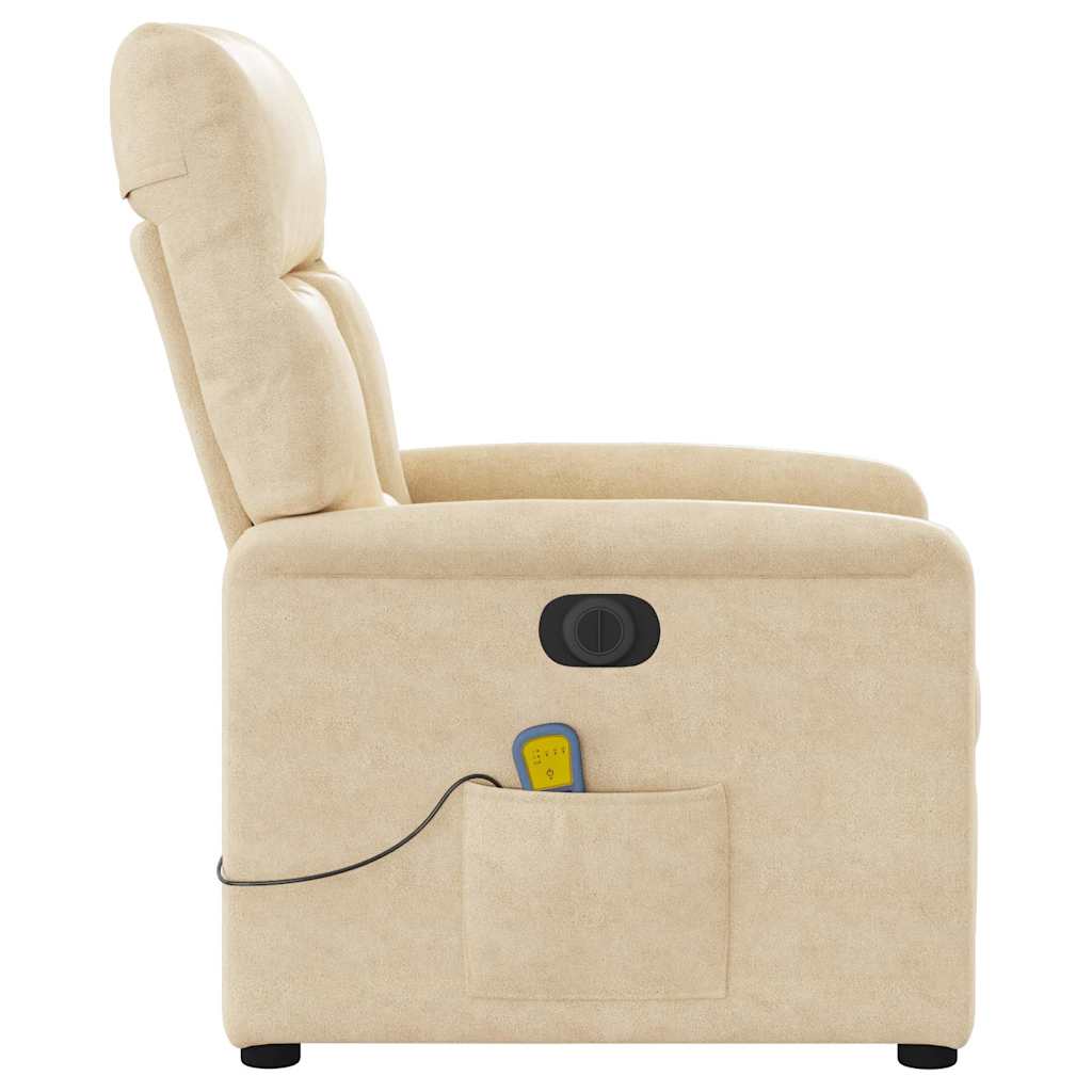 Poltrona de massagens reclinável elétrica microfibra cor creme