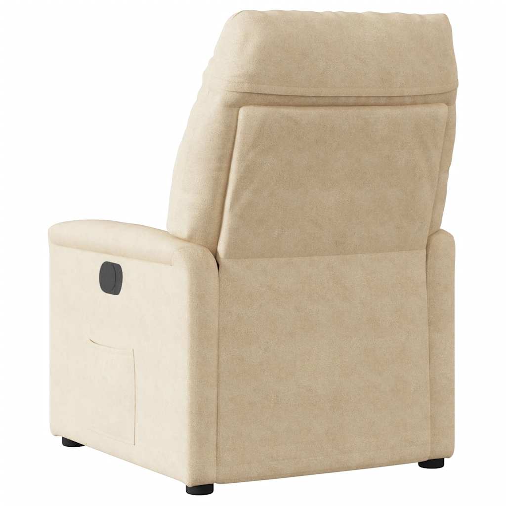 Poltrona de massagens reclinável elétrica microfibra cor creme