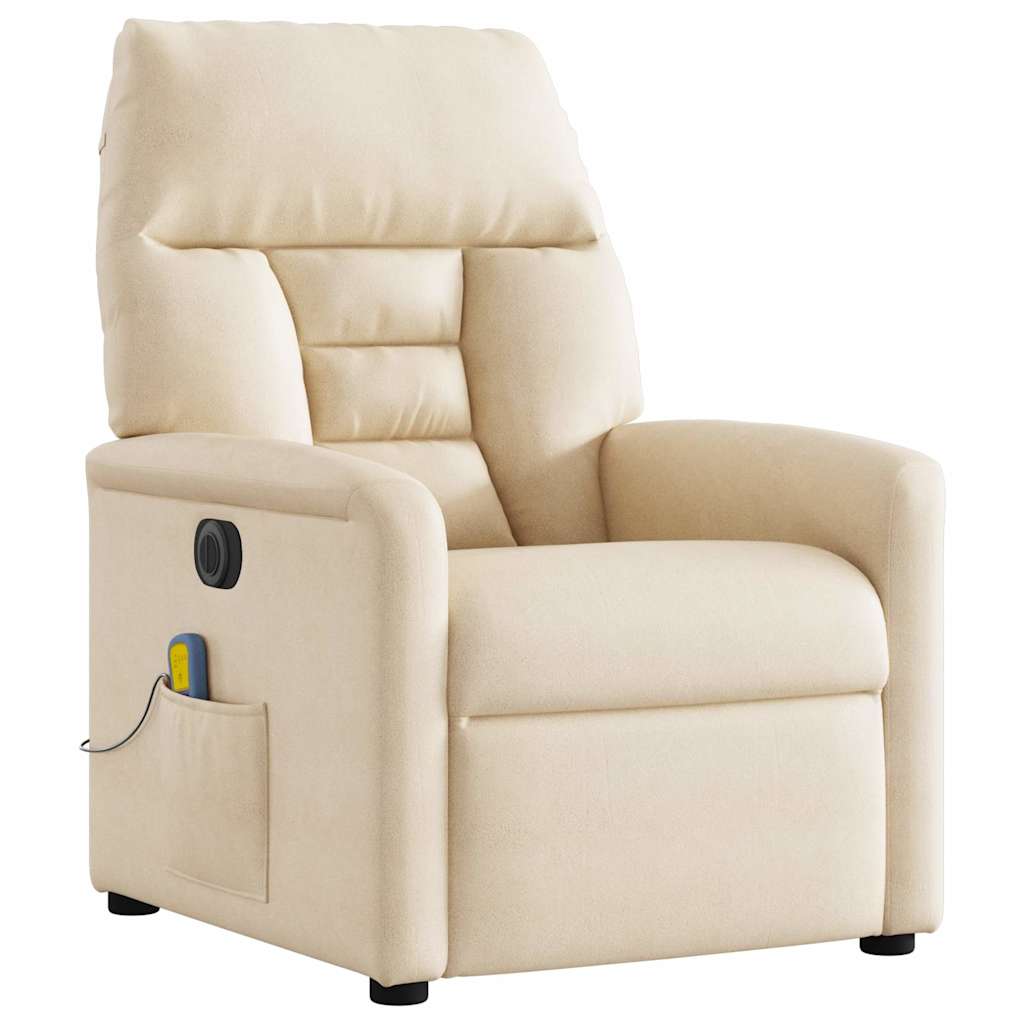 Poltrona massagens reclinável elétrica tecido microfibra bege