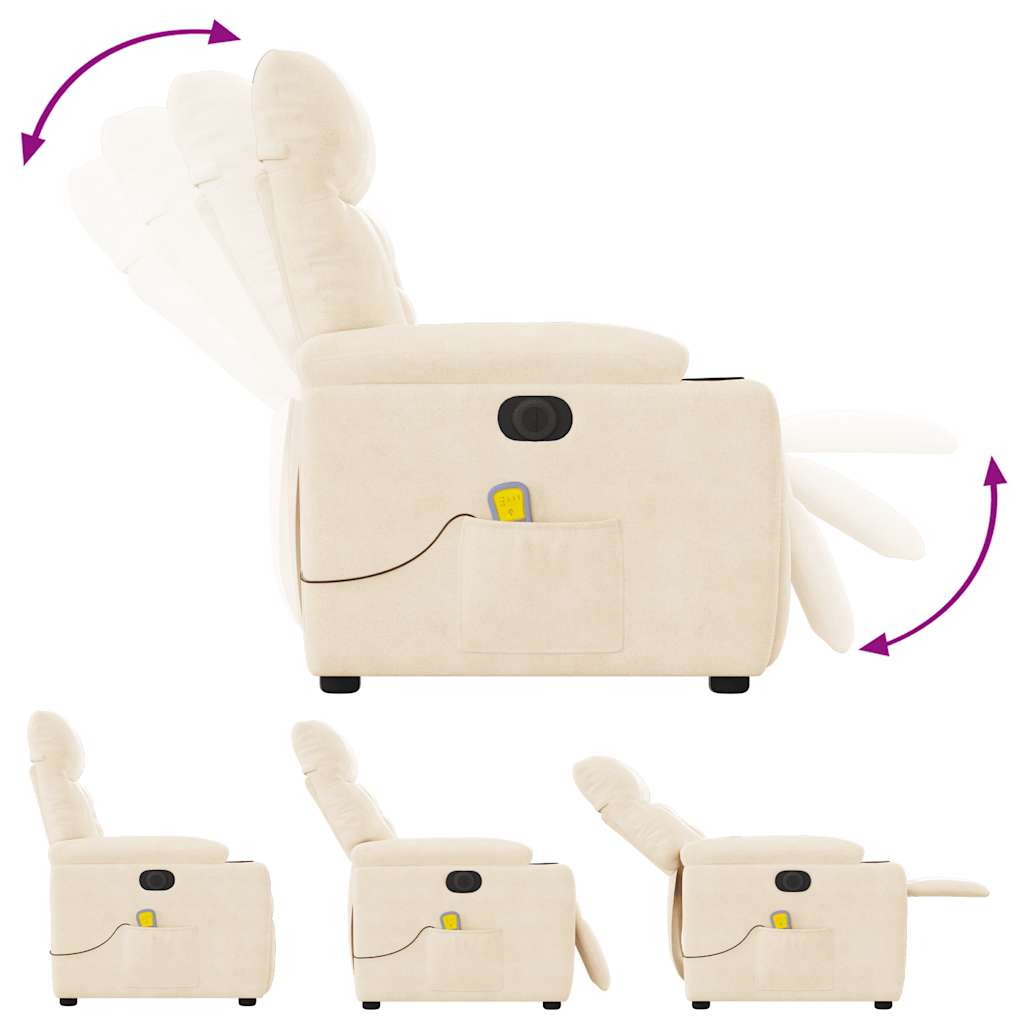 Poltrona massagens reclinável elétrica tecido microfibra bege