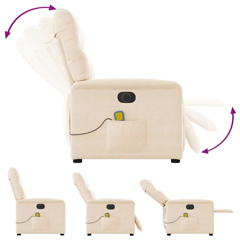 Poltrona massagens reclinável elétrica tecido microfibra bege