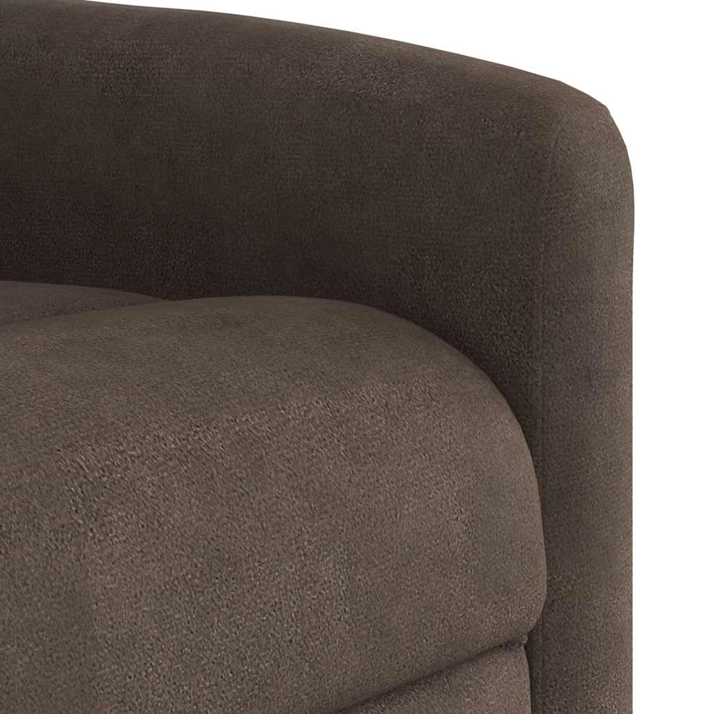 Poltrona de massagens reclinável elevatória microfibra castanho