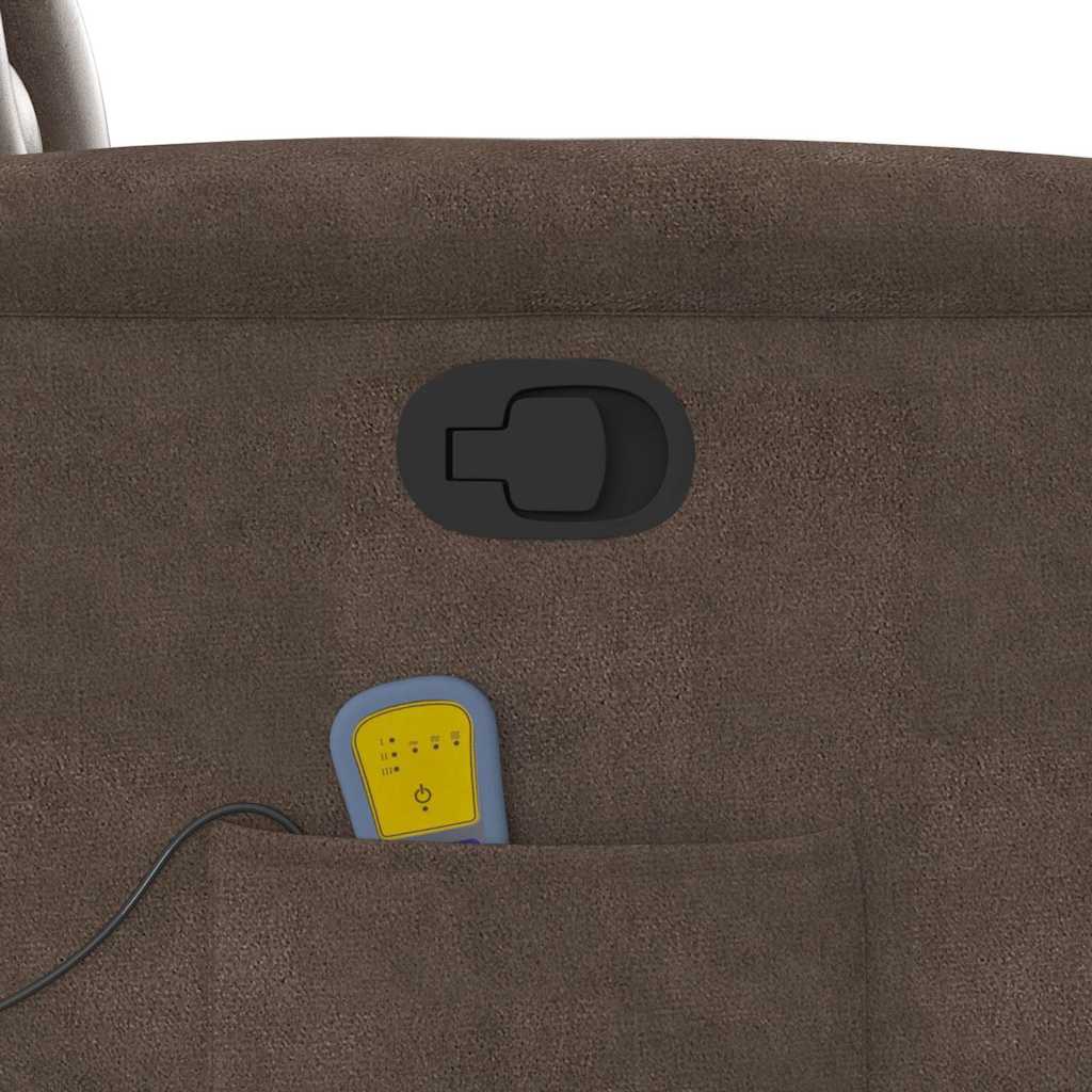Poltrona de massagens reclinável elevatória microfibra castanho