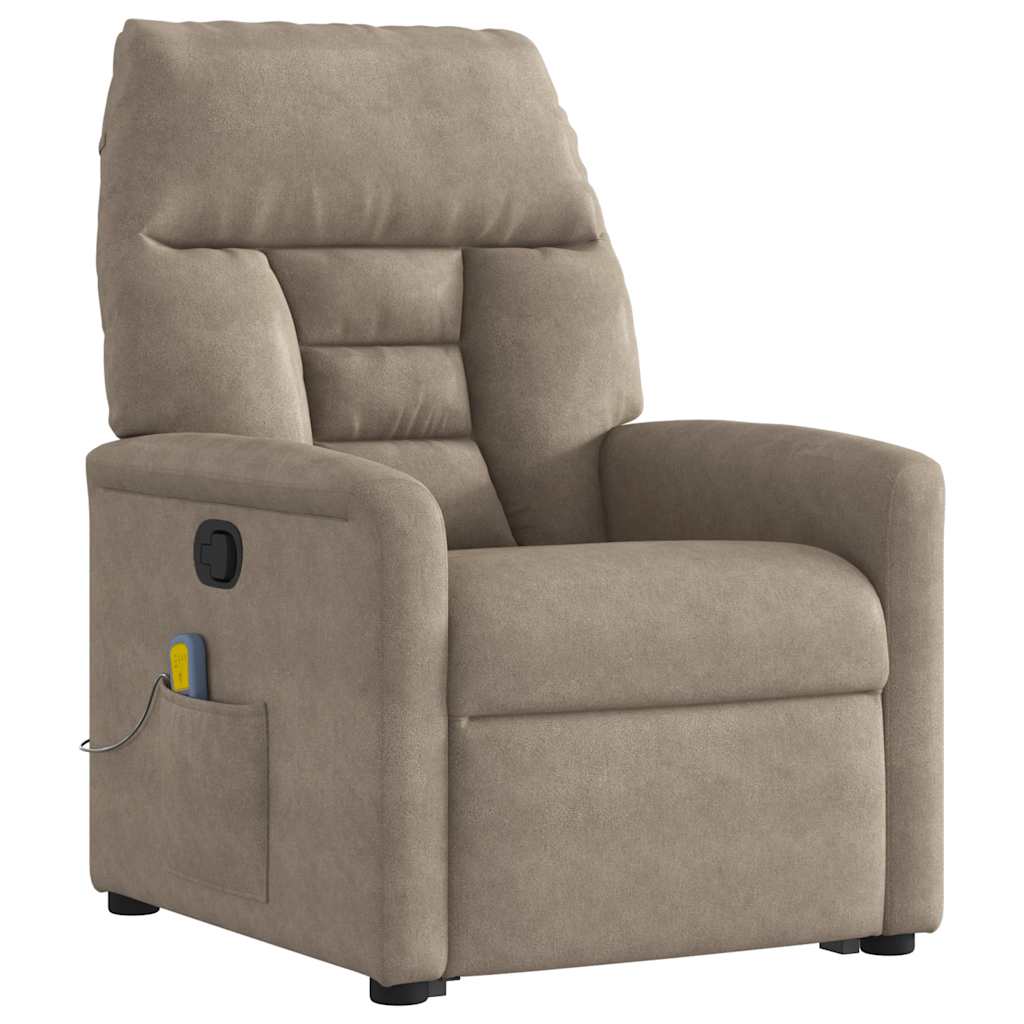 Poltrona de massagens reclinável microfibra cinza-acastanhado