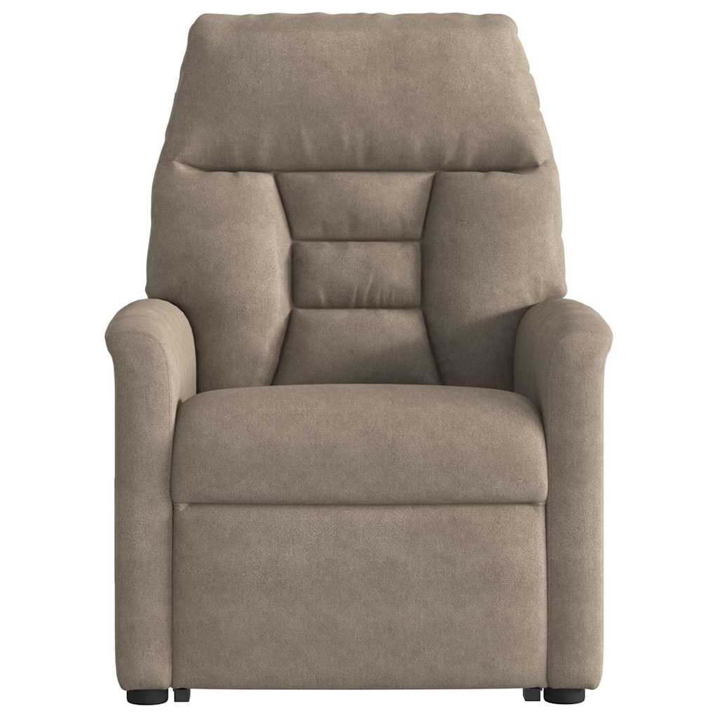 Poltrona de massagens reclinável microfibra cinza-acastanhado