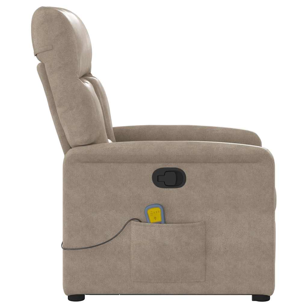 Poltrona de massagens reclinável microfibra cinza-acastanhado