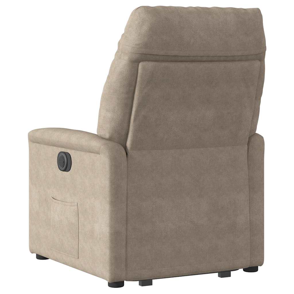 Poltrona de massagens reclinável microfibra cinza-acastanhado