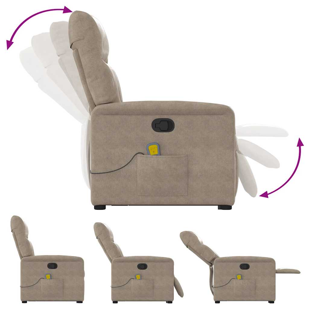 Poltrona de massagens reclinável microfibra cinza-acastanhado