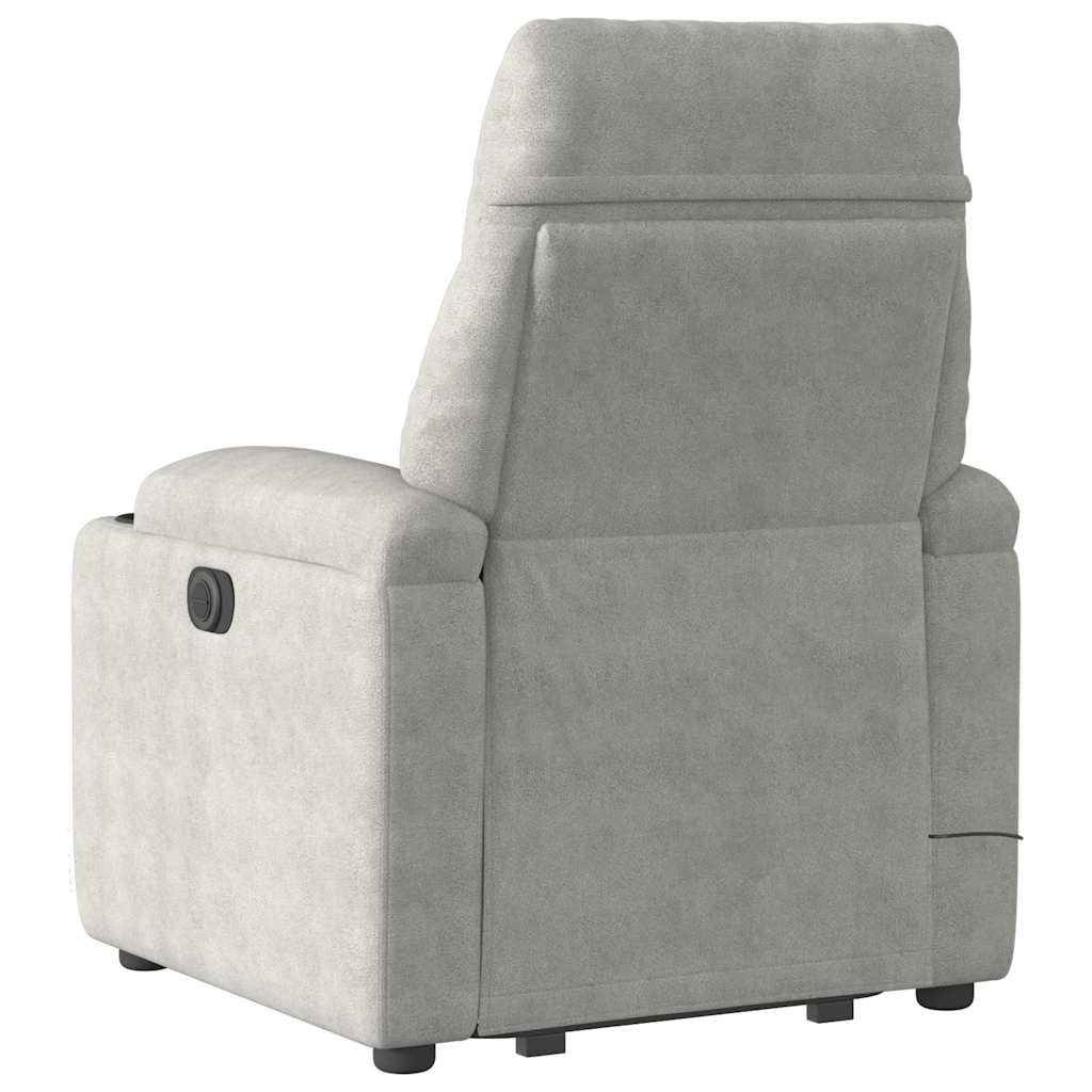 Poltrona massagens reclinável elevatória microfibra cinza-claro