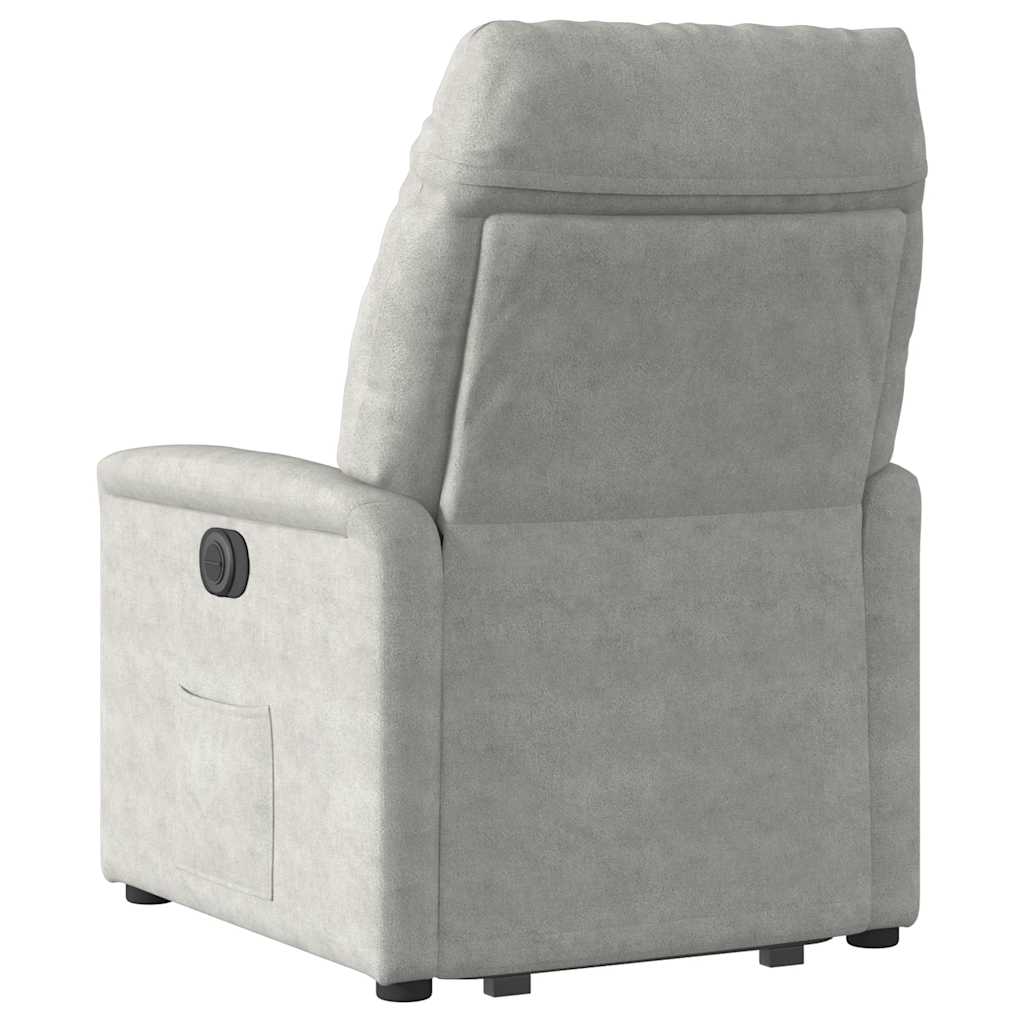 Poltrona massagens reclinável elevatória microfibra cinza-claro