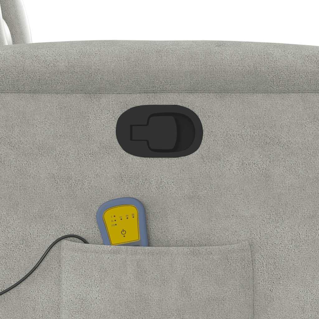 Poltrona massagens reclinável elevatória microfibra cinza-claro