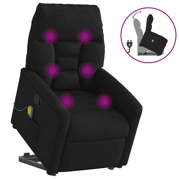 Poltrona de massagens reclinável elevatória microfibra preto