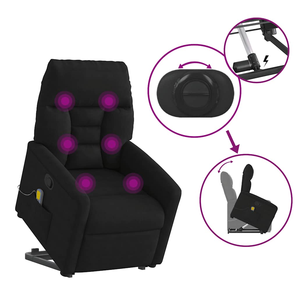 Poltrona de massagens reclinável elevatória microfibra preto