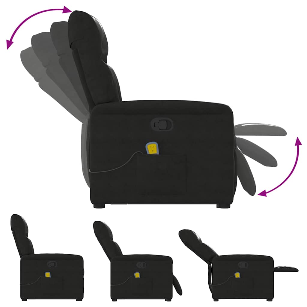 Poltrona de massagens reclinável elevatória microfibra preto