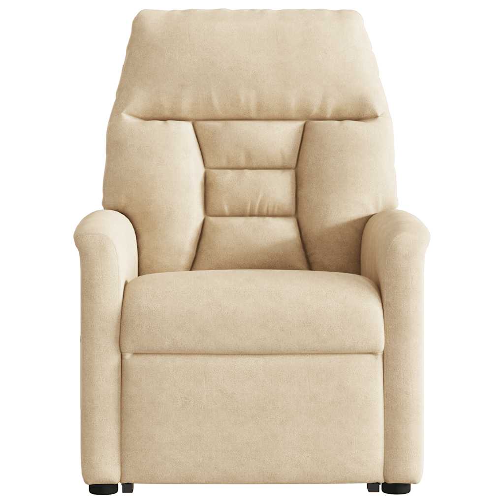 Poltrona massagens reclinável elevatória microfibra cor creme