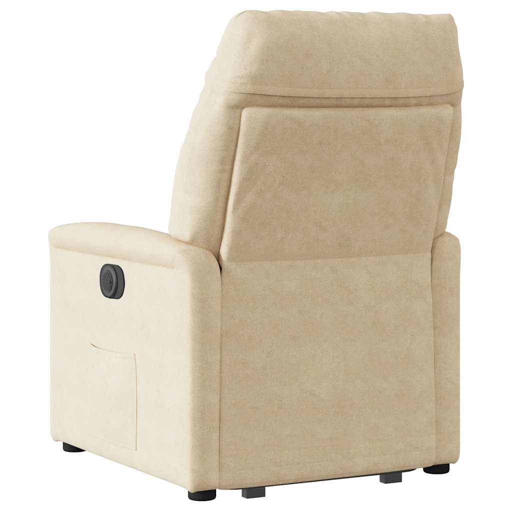 Poltrona massagens reclinável elevatória microfibra cor creme