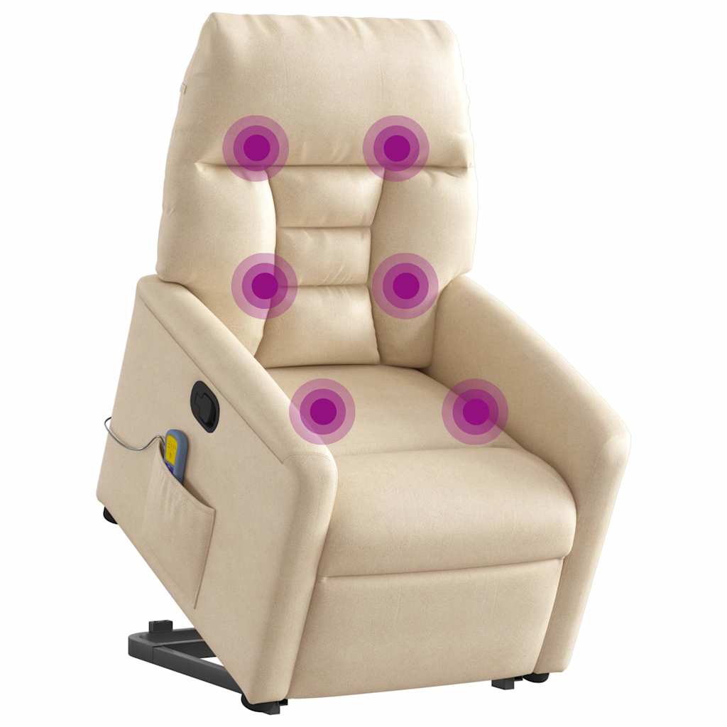 Poltrona de massagens reclinável elevatória microfibra bege