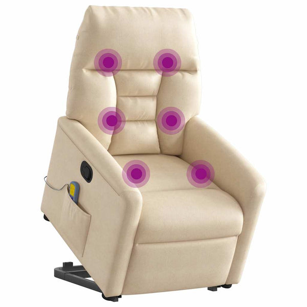 Poltrona de massagens reclinável elevatória microfibra bege