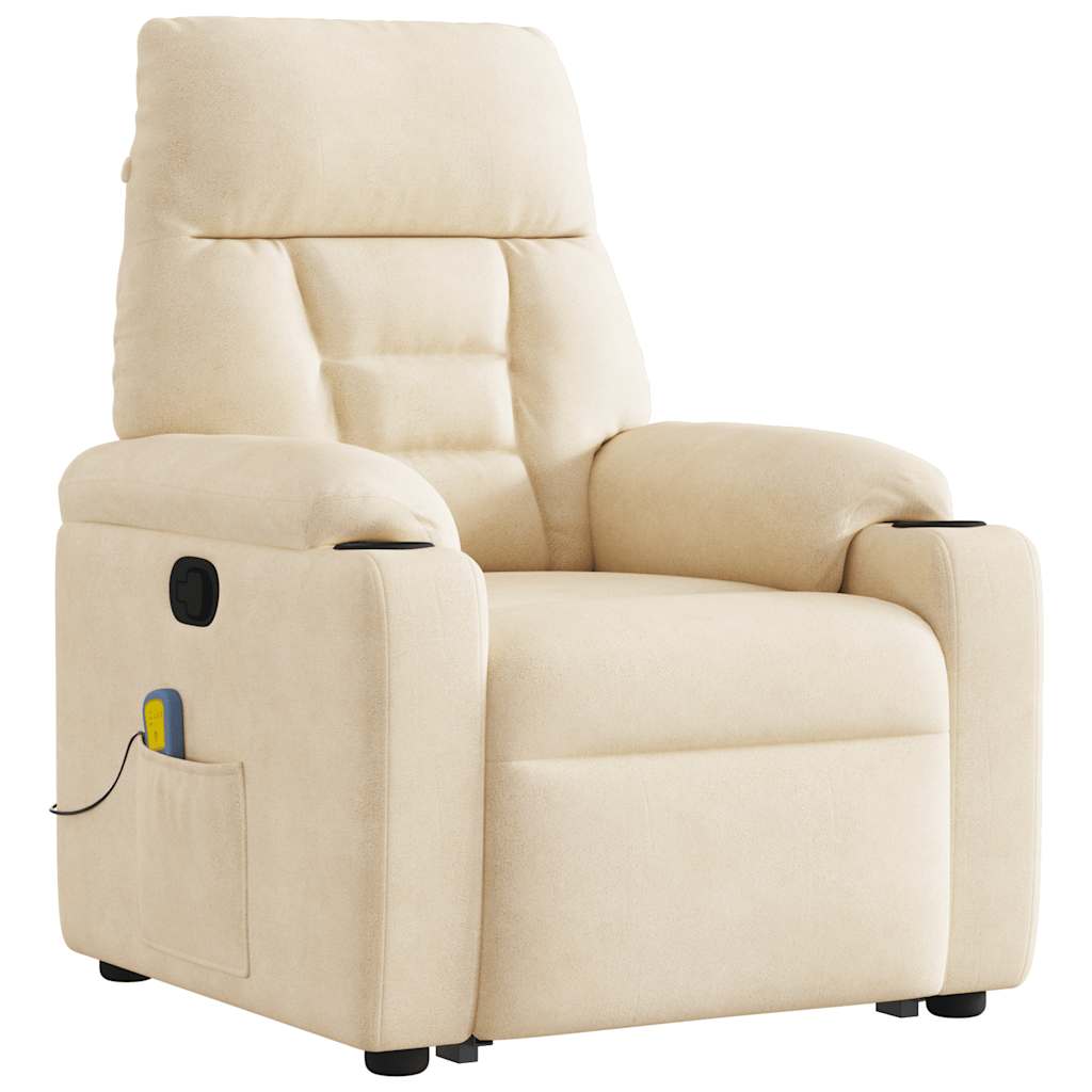 Poltrona de massagens reclinável elevatória microfibra bege