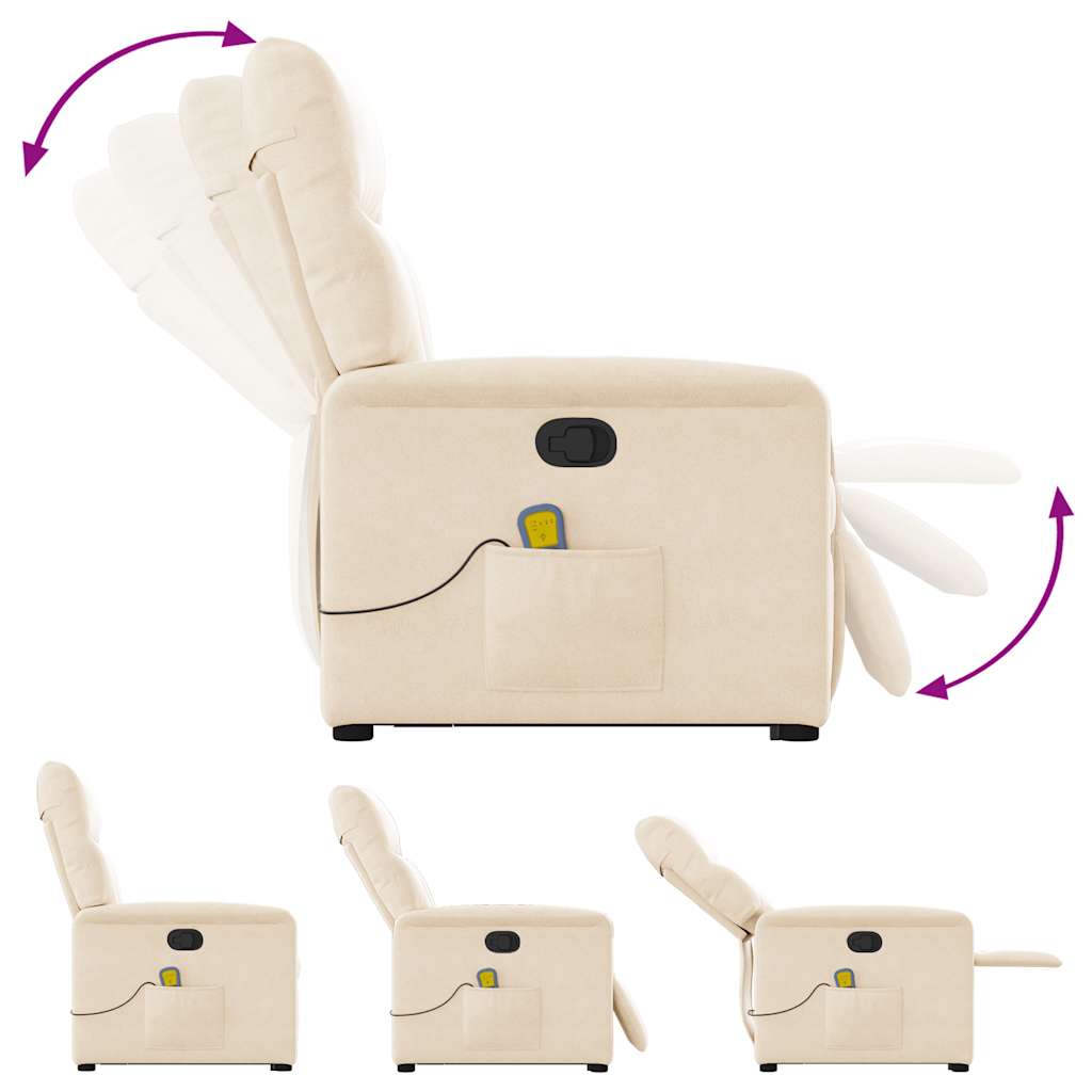 Poltrona de massagens reclinável elevatória microfibra bege