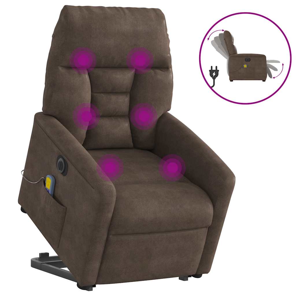 Poltrona de massagens elétrica elevatória microfibra castanho