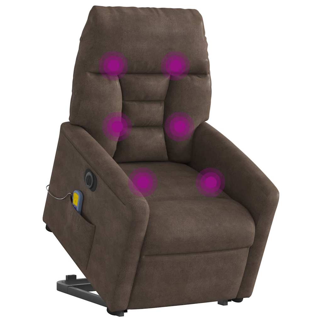 Poltrona de massagens elétrica elevatória microfibra castanho