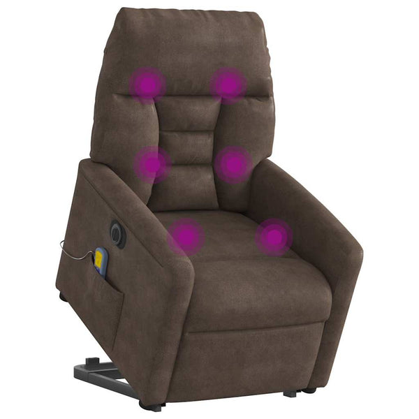 Poltrona de massagens elétrica elevatória microfibra castanho