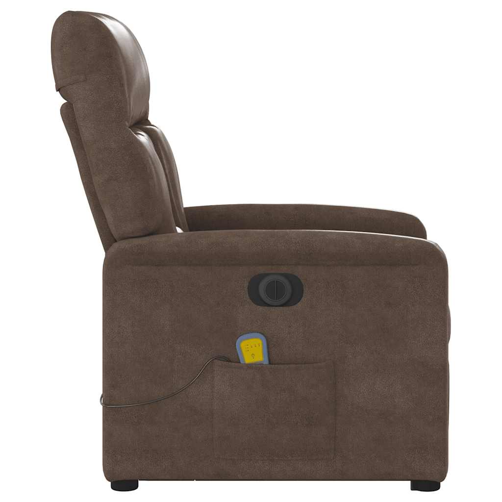 Poltrona de massagens elétrica elevatória microfibra castanho
