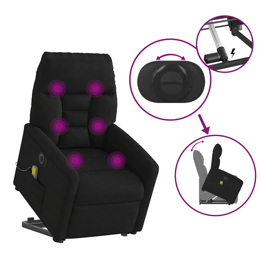 Poltrona de massagens elétrica elevatória microfibra preto