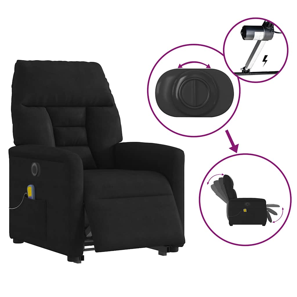 Poltrona de massagens elétrica elevatória microfibra preto