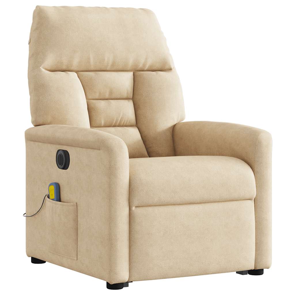 Poltrona de massagens elétrica elevatória microfibra cor creme