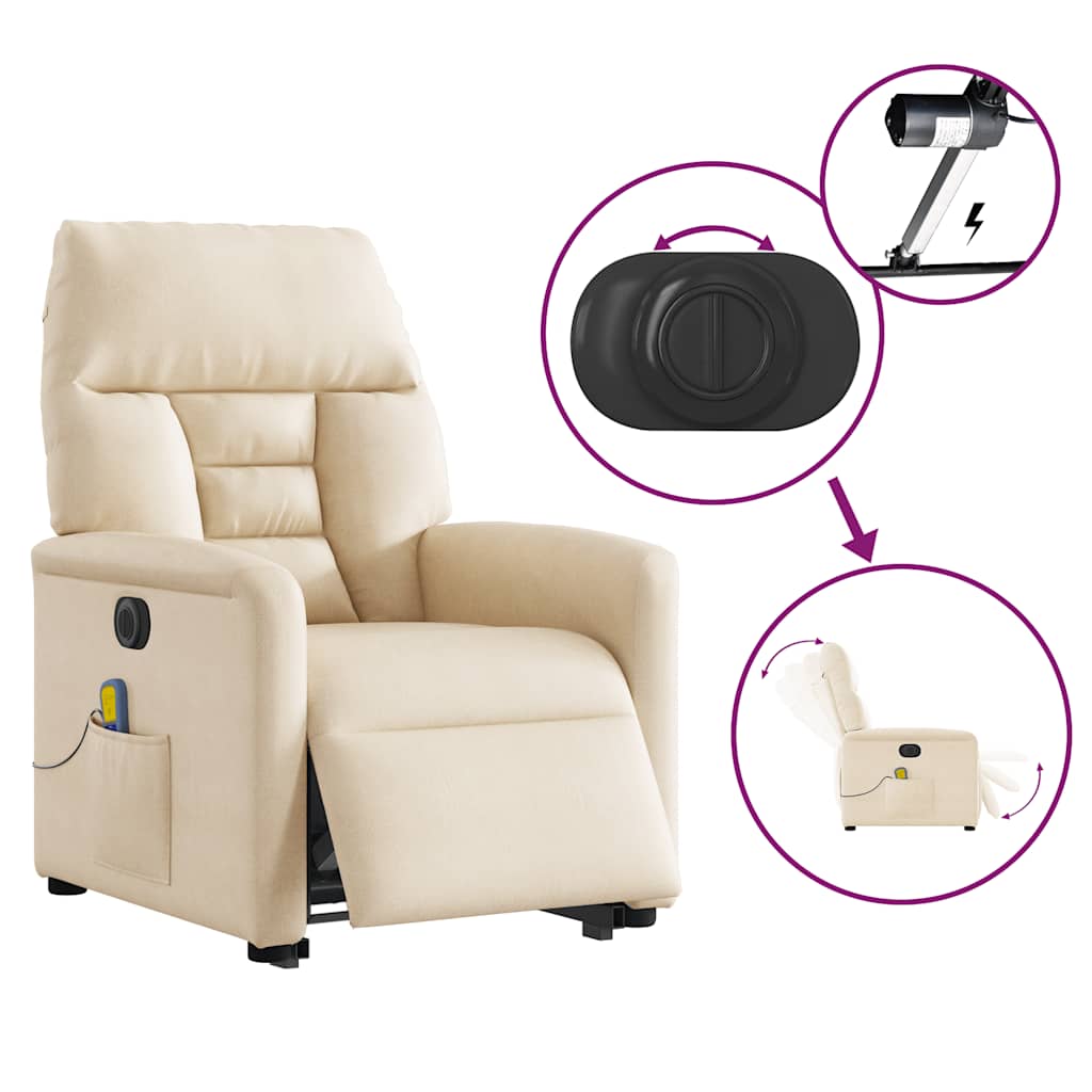Poltrona de massagens elétrica elevatória microfibra cor creme