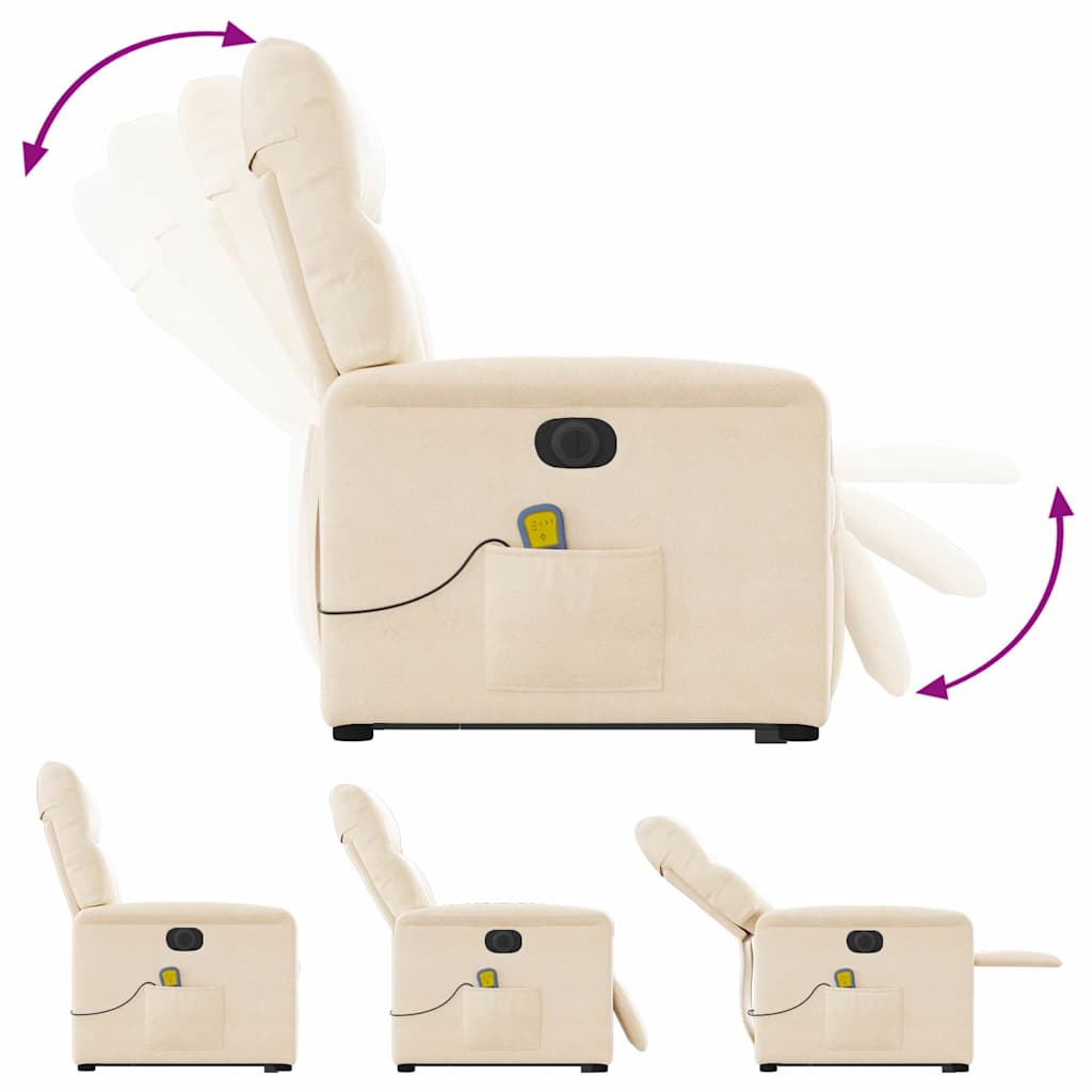 Poltrona massagens elétrica elevatória tecido microfibra bege