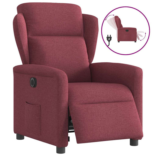 Poltrona elétrica reclinável tecido vermelho tinto
