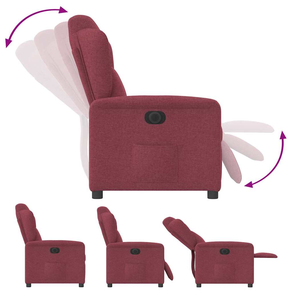 Poltrona elétrica reclinável tecido vermelho tinto