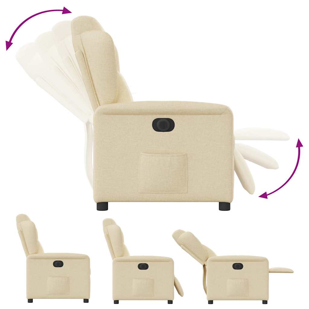 Poltrona reclinável elétrica tecido cor creme