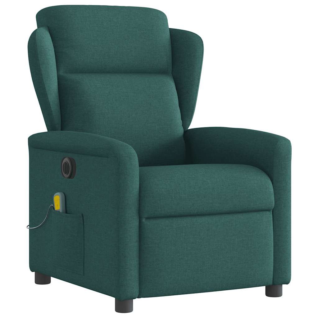 Poltrona reclinável de massagens elétrica tecido verde-escuro
