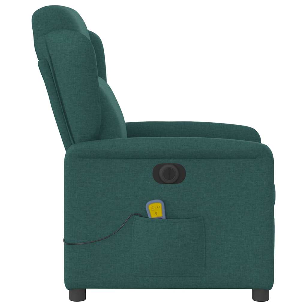 Poltrona reclinável de massagens elétrica tecido verde-escuro