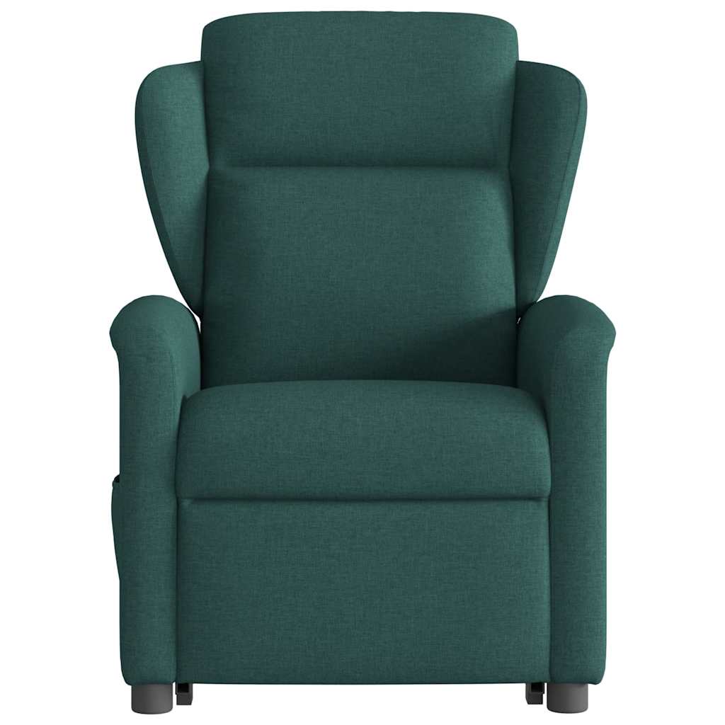 Poltrona reclinável elevatória de massagens tecido verde-escuro