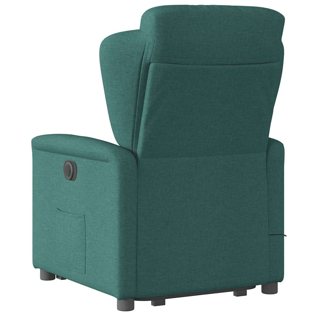 Poltrona reclinável elevatória de massagens tecido verde-escuro
