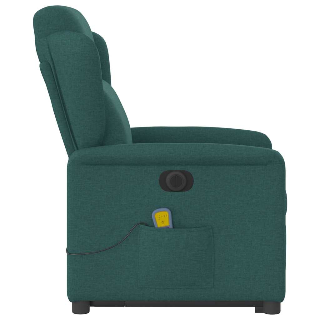 Poltrona elétrica elevatória massagens tecido verde-escuro