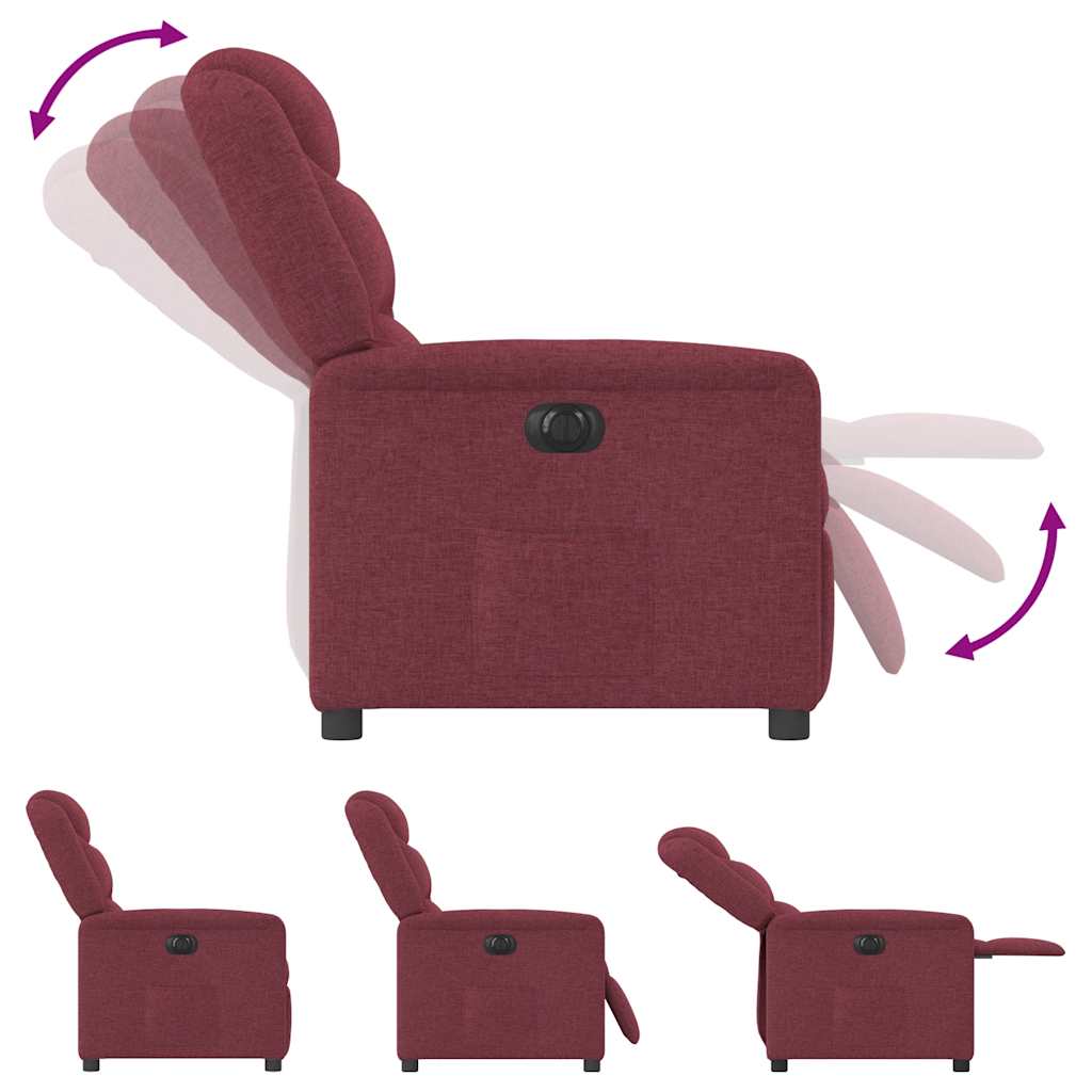 Poltrona elétrica reclinável tecido vermelho tinto