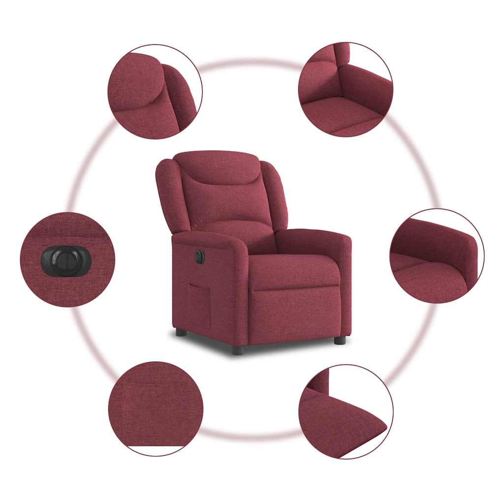 Poltrona elétrica reclinável tecido vermelho tinto