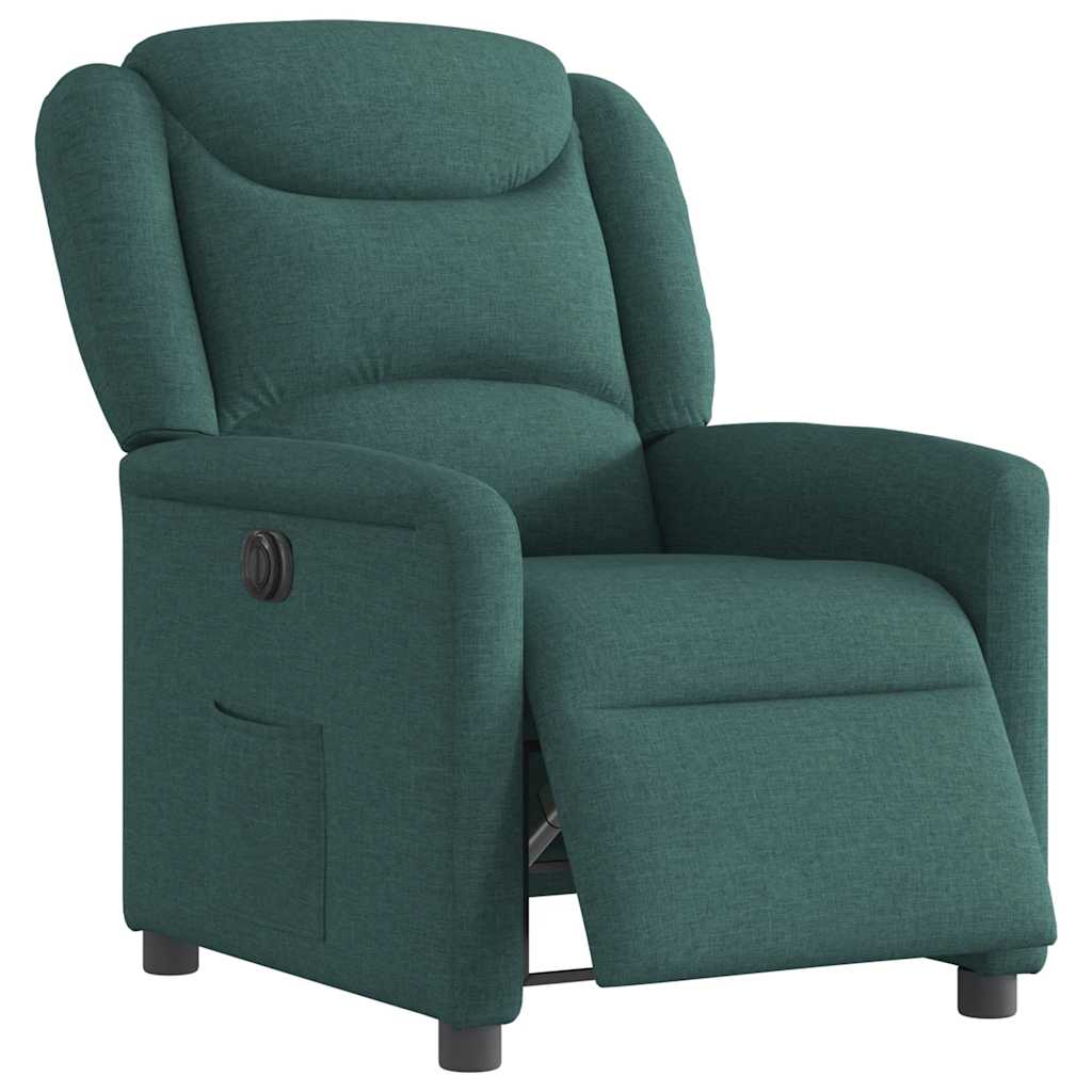 Poltrona elétrica reclinável tecido verde-escuro