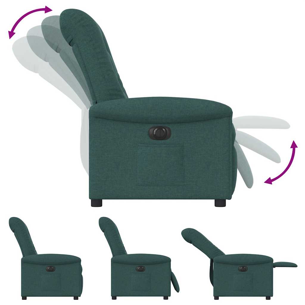 Poltrona elétrica reclinável tecido verde-escuro