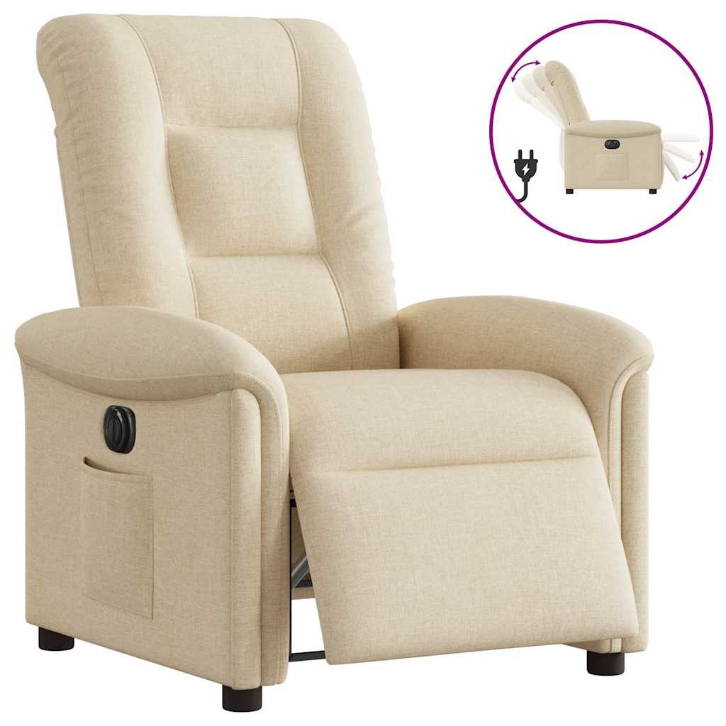 Poltrona reclinável elétrica tecido cor creme