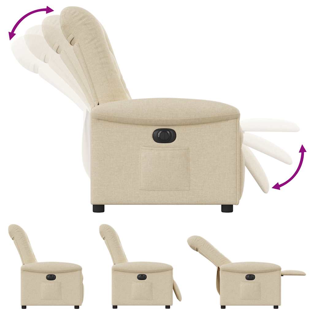 Poltrona reclinável elétrica tecido cor creme