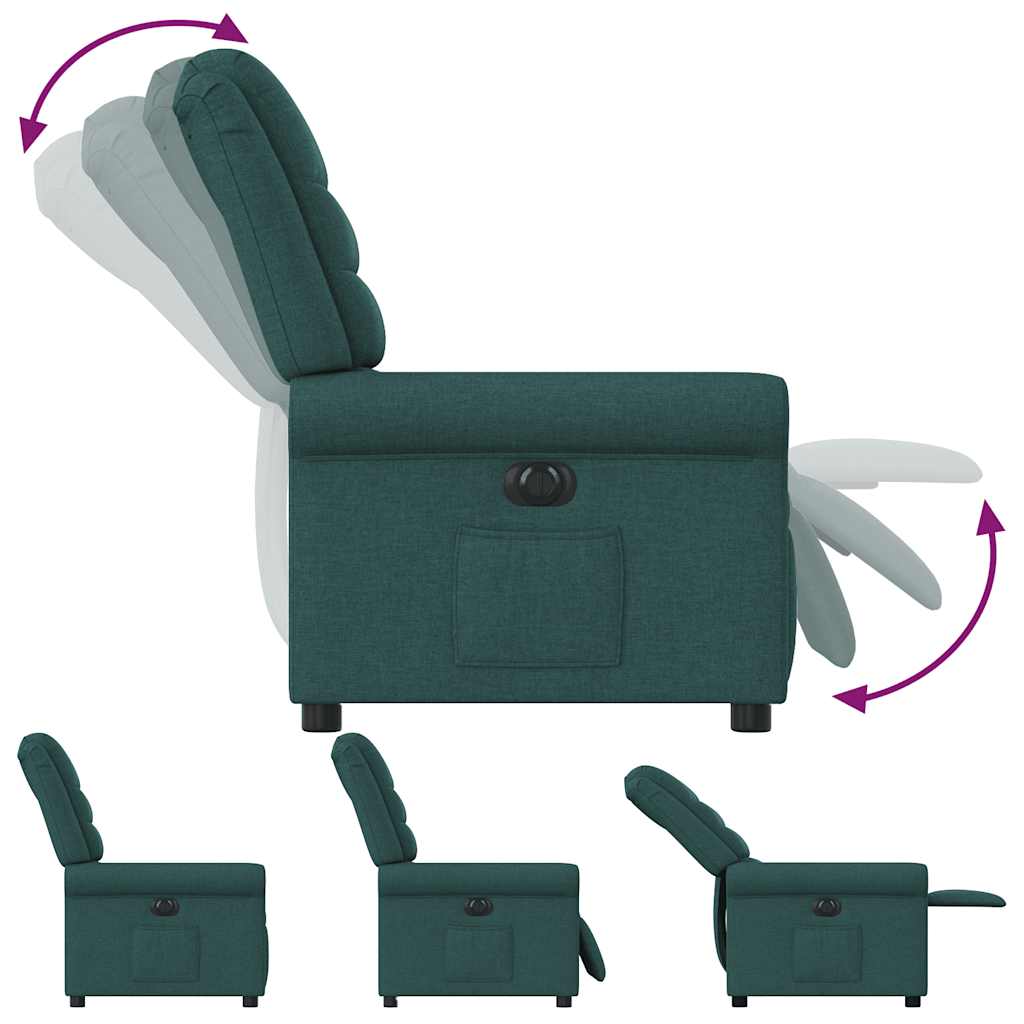 Poltrona elétrica reclinável tecido verde-escuro