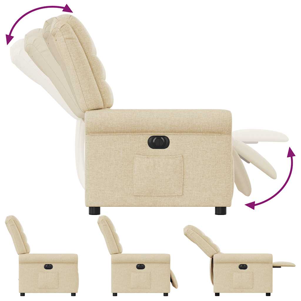 Poltrona reclinável elétrica tecido cor creme